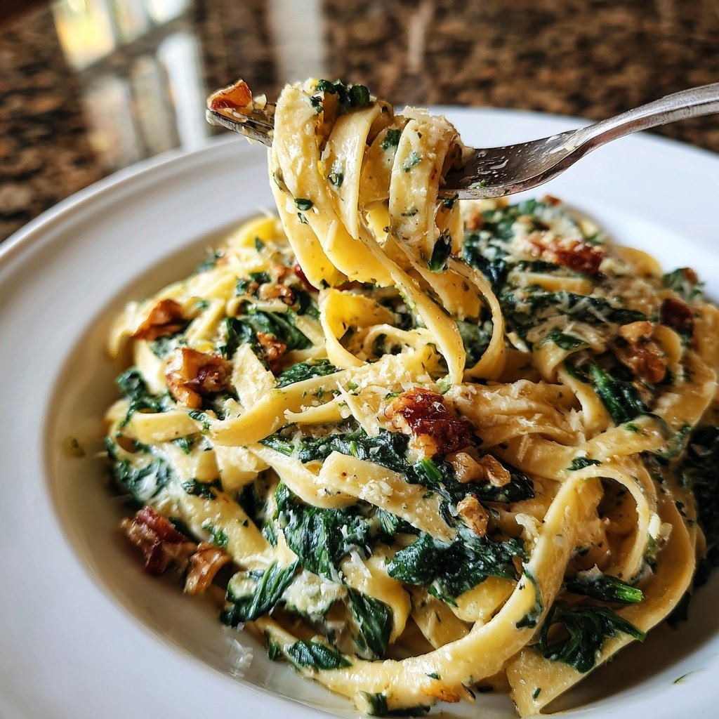 Tagliatelle mit Spinat und Walnüssen