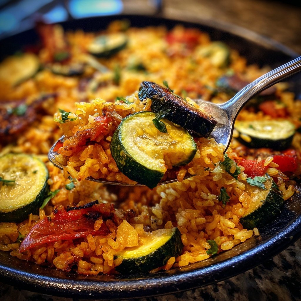 Paella mit Zucchini und Safran