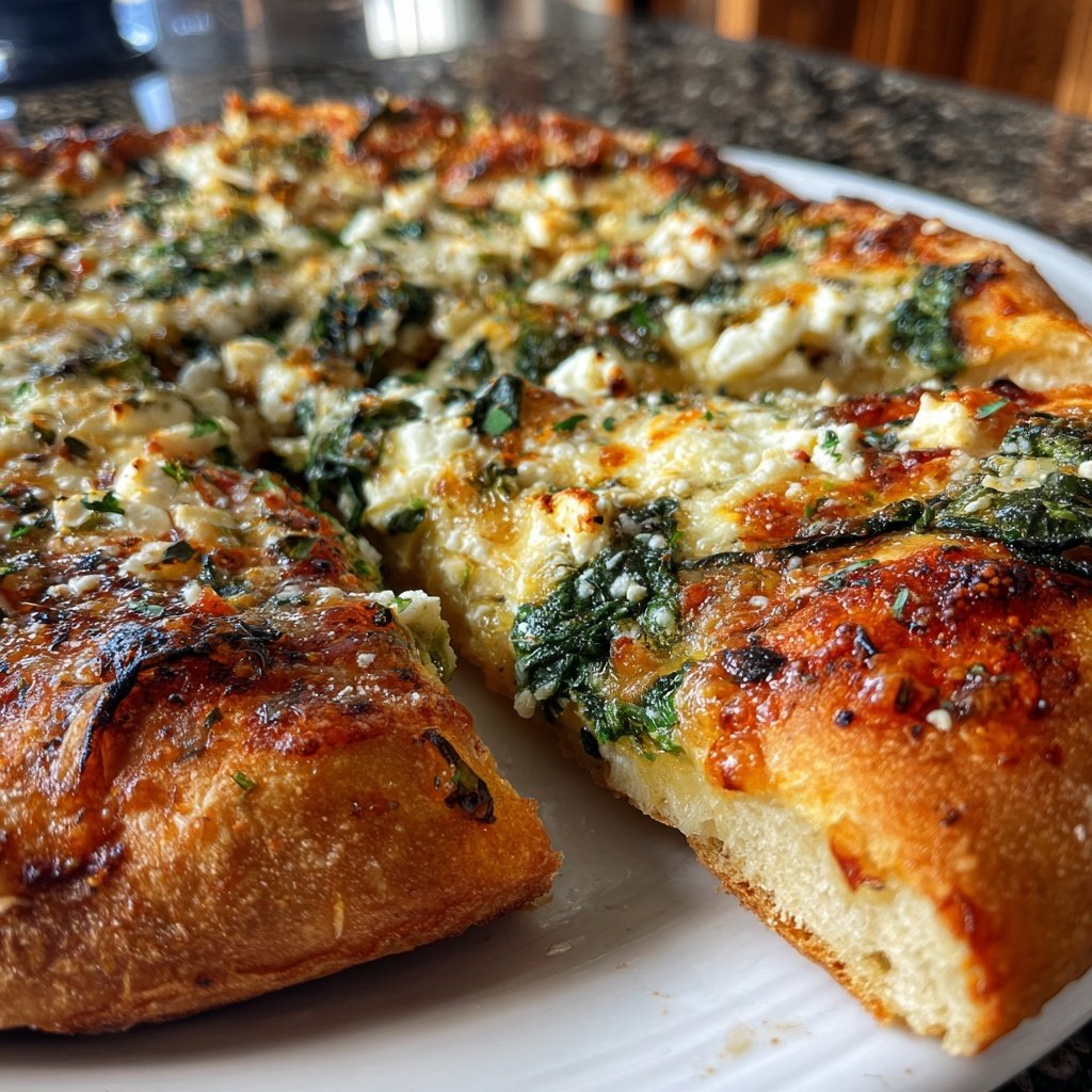 Pizza mit Spinat und Feta