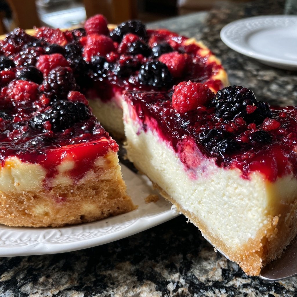 Käsekuchen mit Beerenwirbel