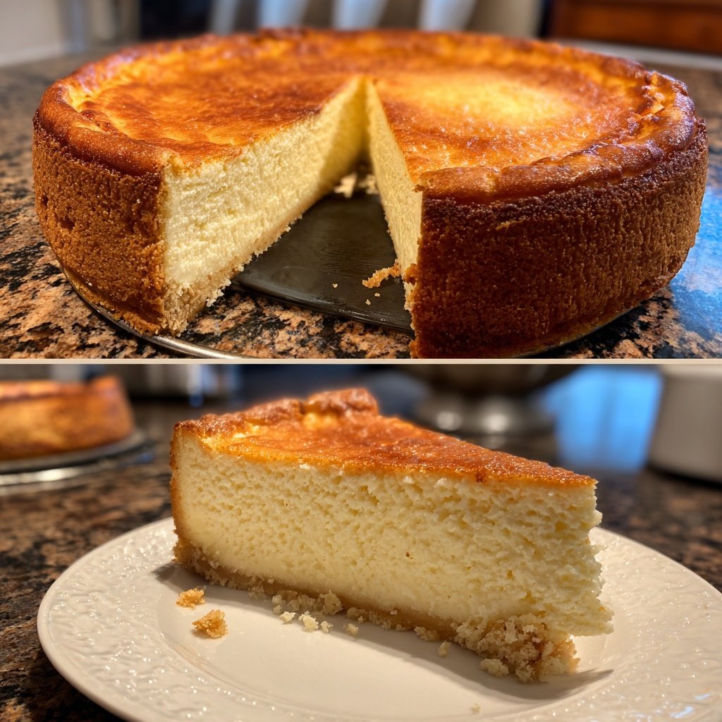 Käsekuchen mit Keksboden