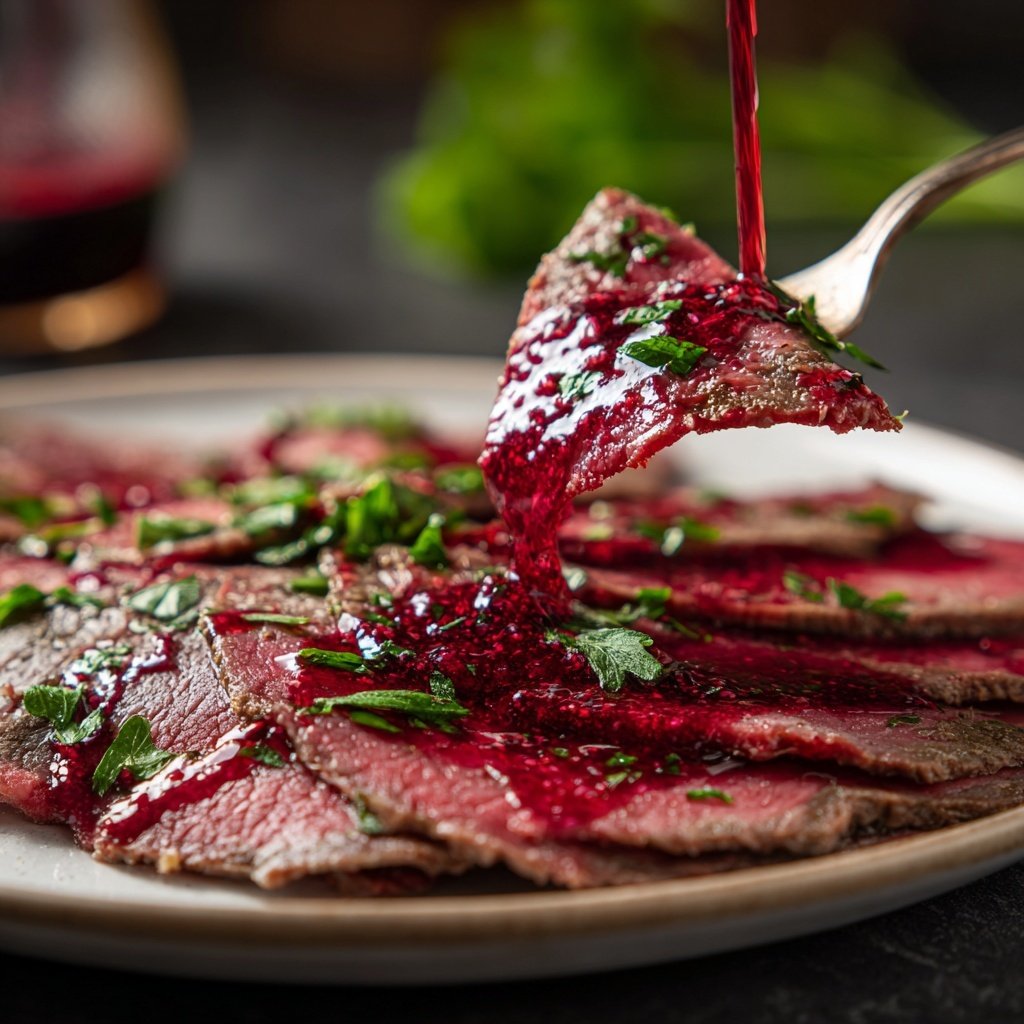 Carpaccio mit Himbeerdressing