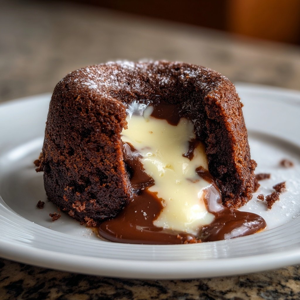 Lava Cake mit weißer Schokolade
